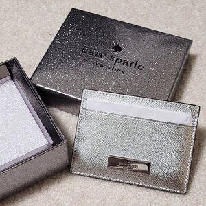 Kate Spade Boxed Small Metallic Saffiano Slim Card Holder - Brand New in Box